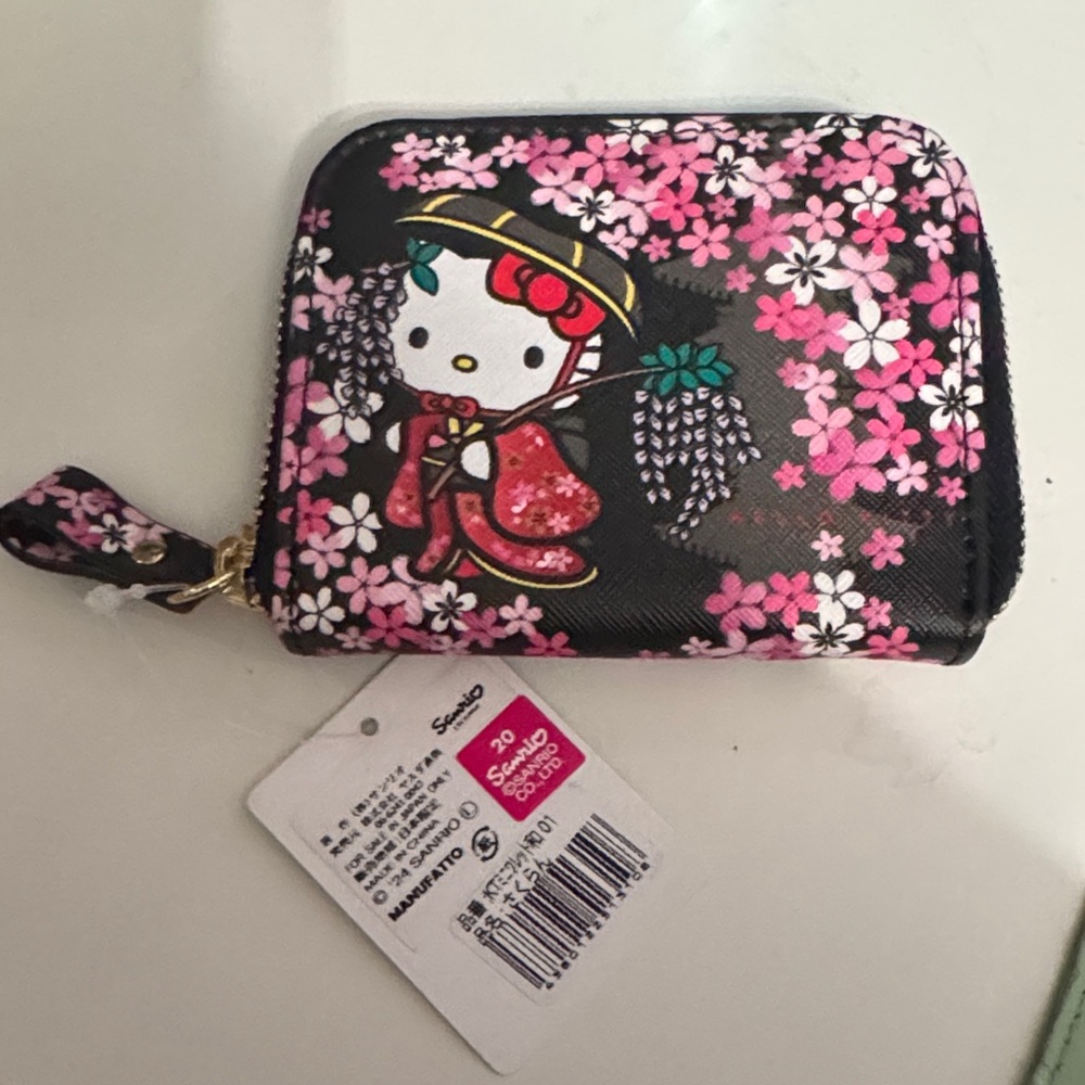 Sanrio Hello Kitty Pink and Black Floral Wallet